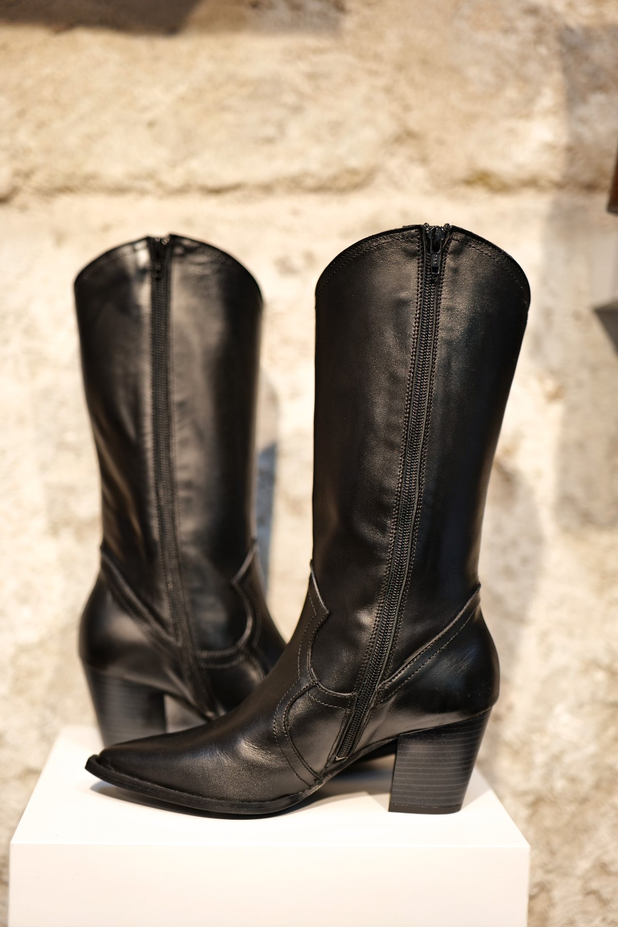 Bottes Santiag - en cuir noir Patricia Miller - Nappa maroquinerie 