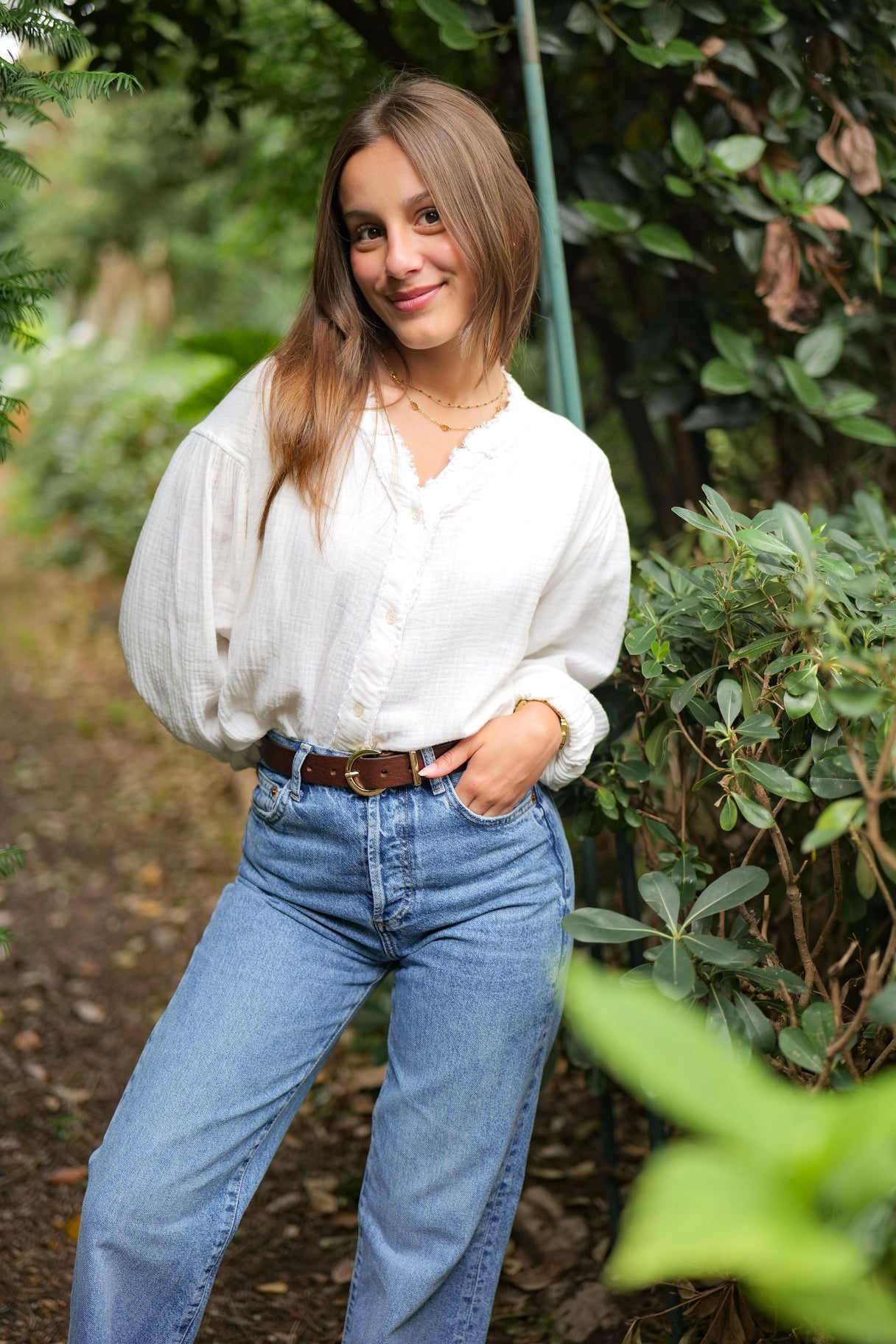 Ceinture femme en cuir marron boucle dorée - Fabriquée en France