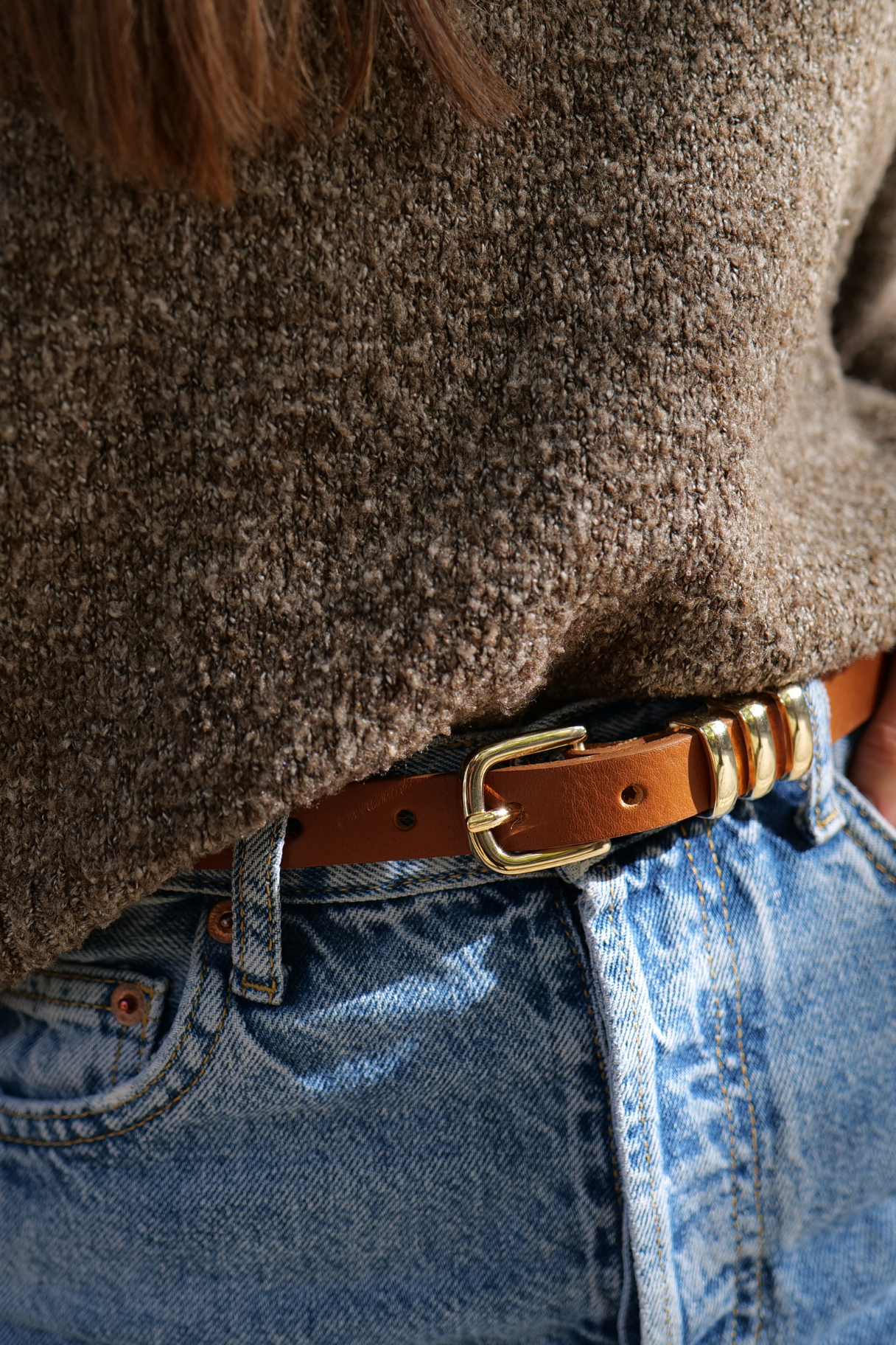 Ceinture cuir fine Nappa Maroquinerie avec boucle dorée