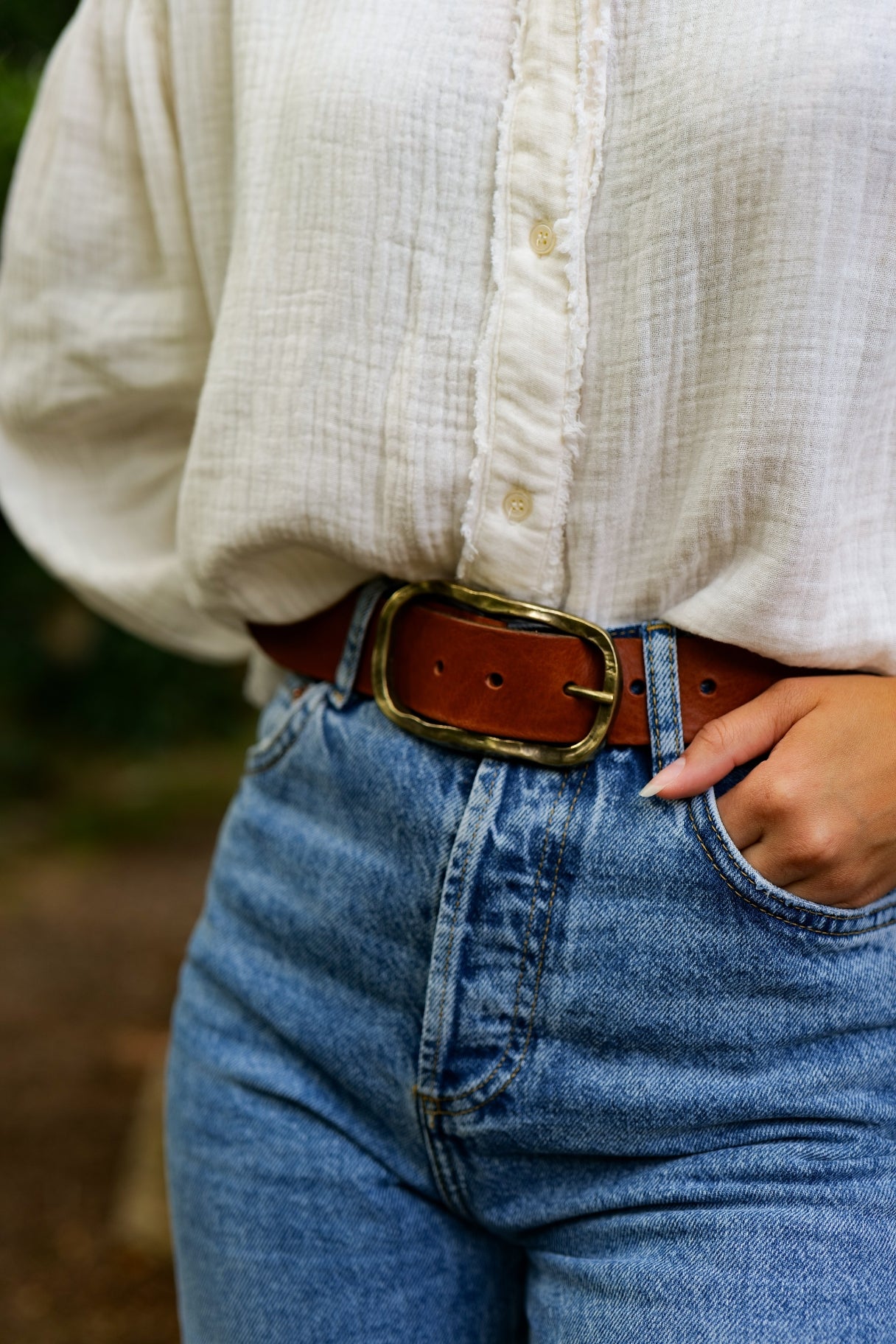 Ceinture artisanale en cuir pleine fleur -Nappa maroquinerie 