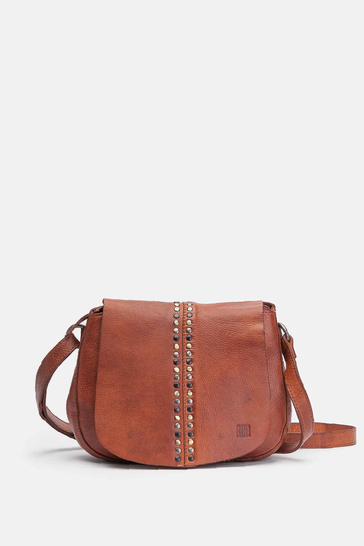 Sac hobo Heritage HAK1L en cuir cognac avec rabat clouté