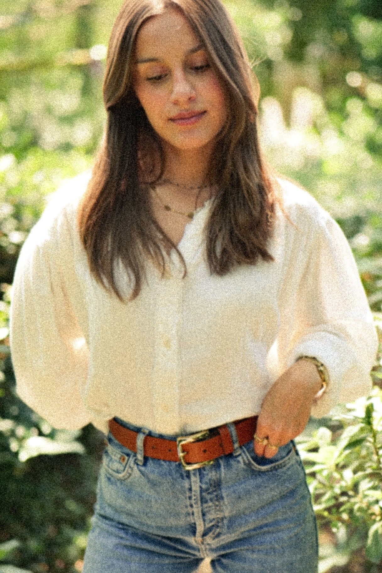 Ceinture femme en cuir cognac et boucle dorée