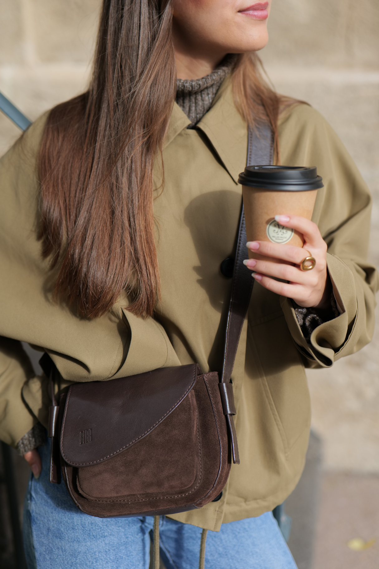 Sac bandoulière Biba BLT2L en cuir bovin lavé avec rabat aimanté