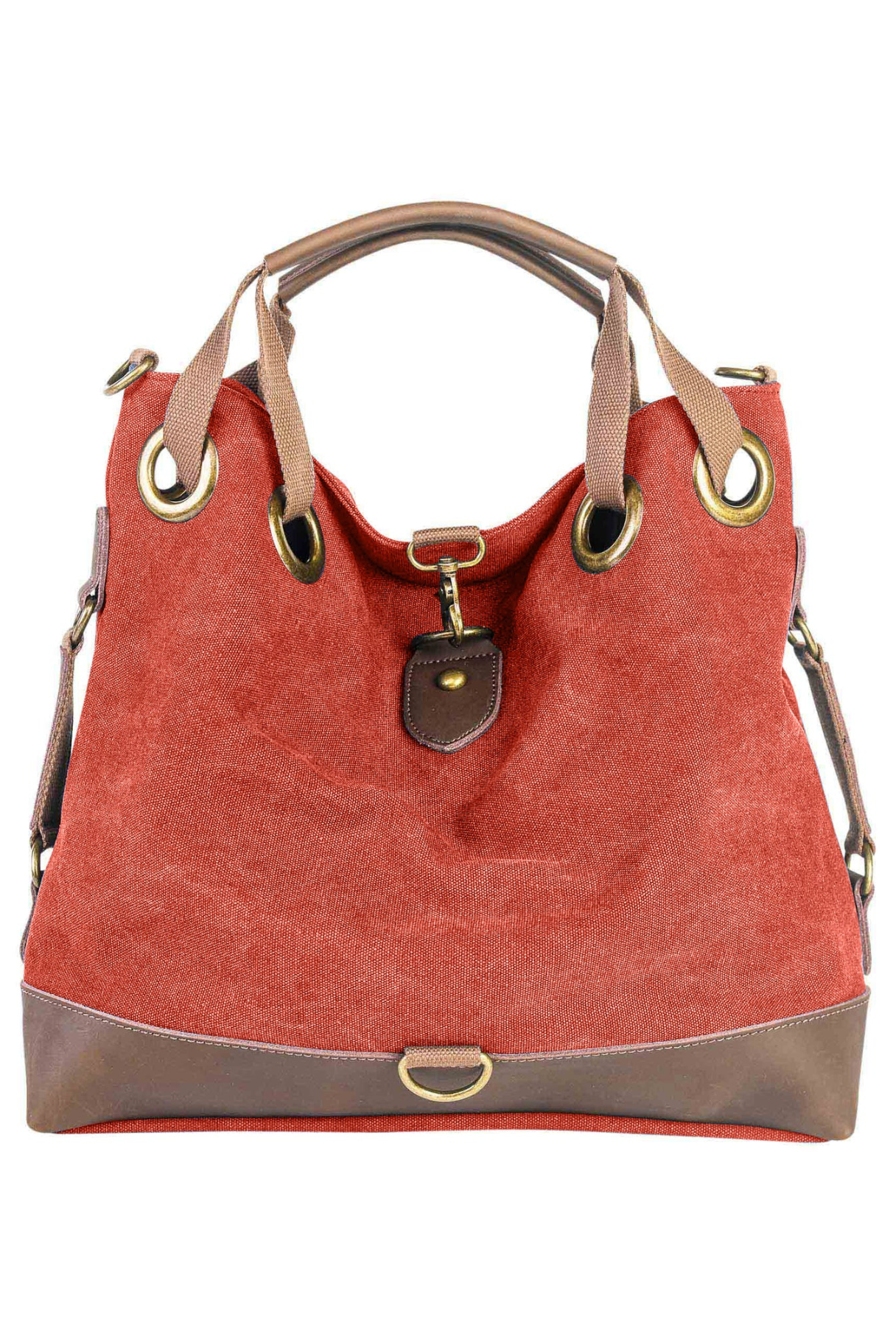 Sac cabas en toile et cuir corail Zede Montparnasse