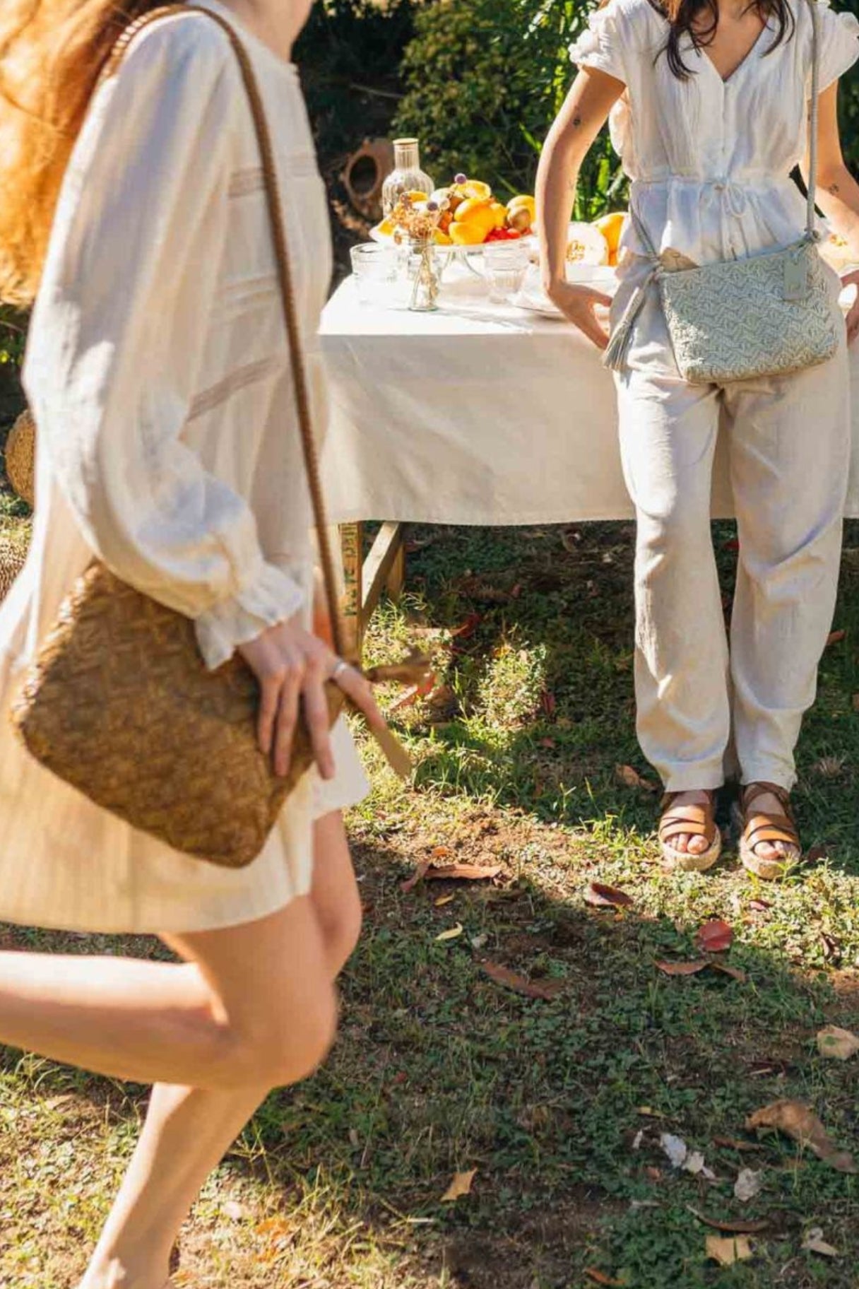 Sac à bandoulière en cuir tressé - couleur moutarde ou cognac