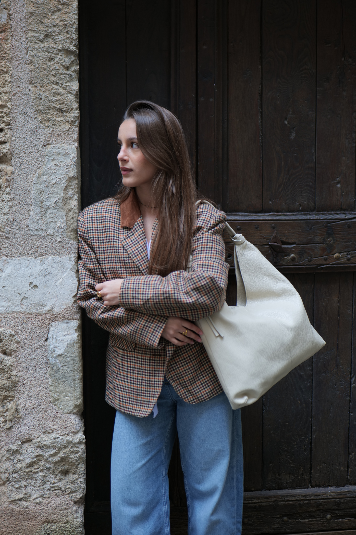 Sac Elena en cuir écru