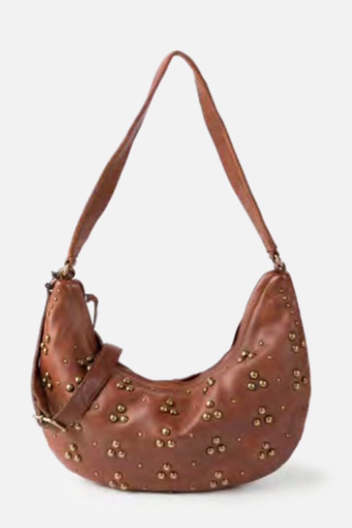 Sac hobo Hill en cuir camel à clous HIL1L – Biba