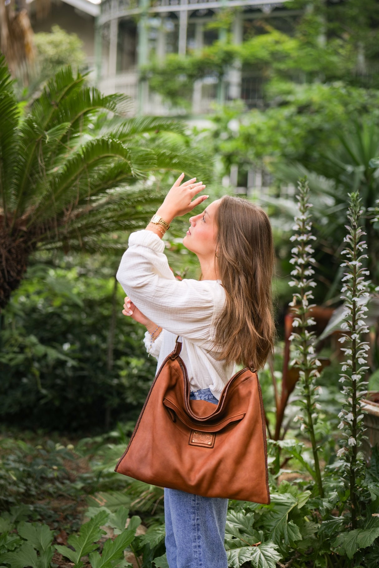 Sac à main en cuir noir et cognac Bayside BS 404