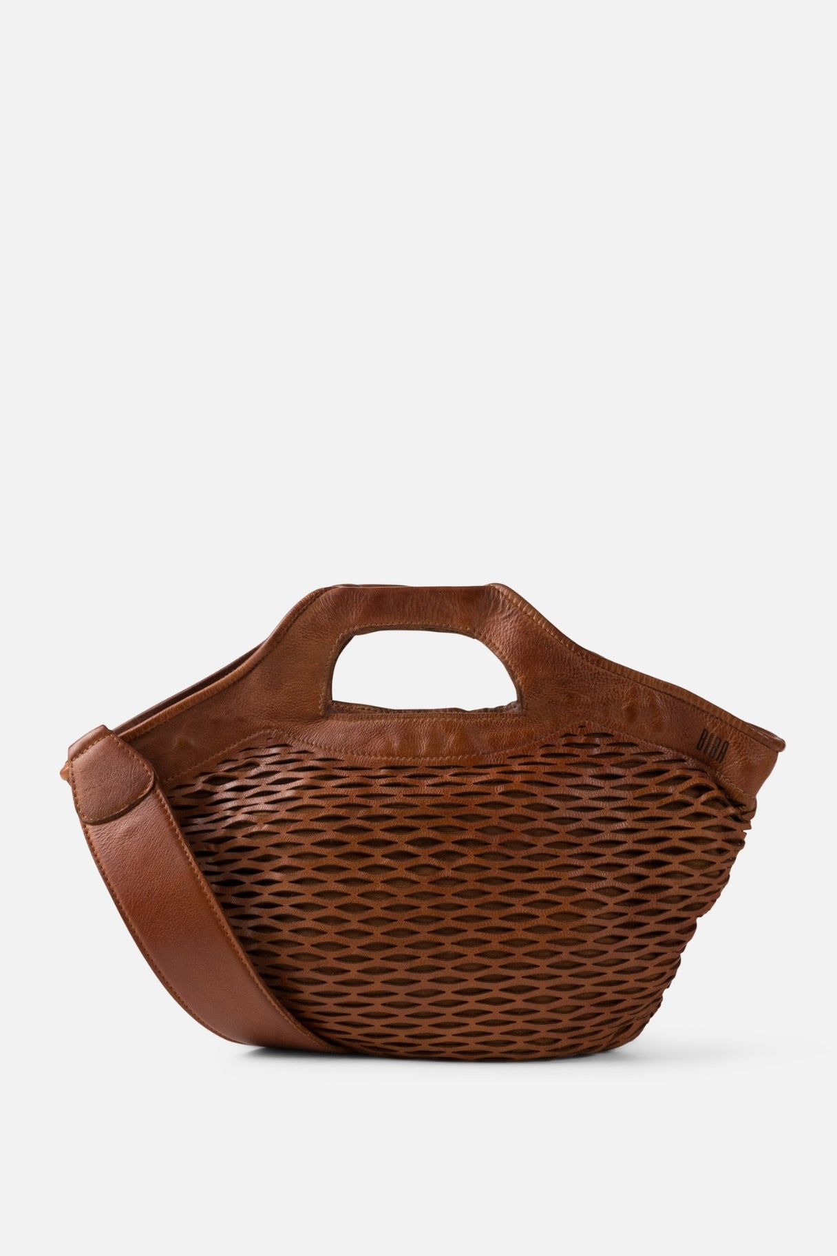 sac panier Doty DOT1L en cuir perforé camel – vue avant
