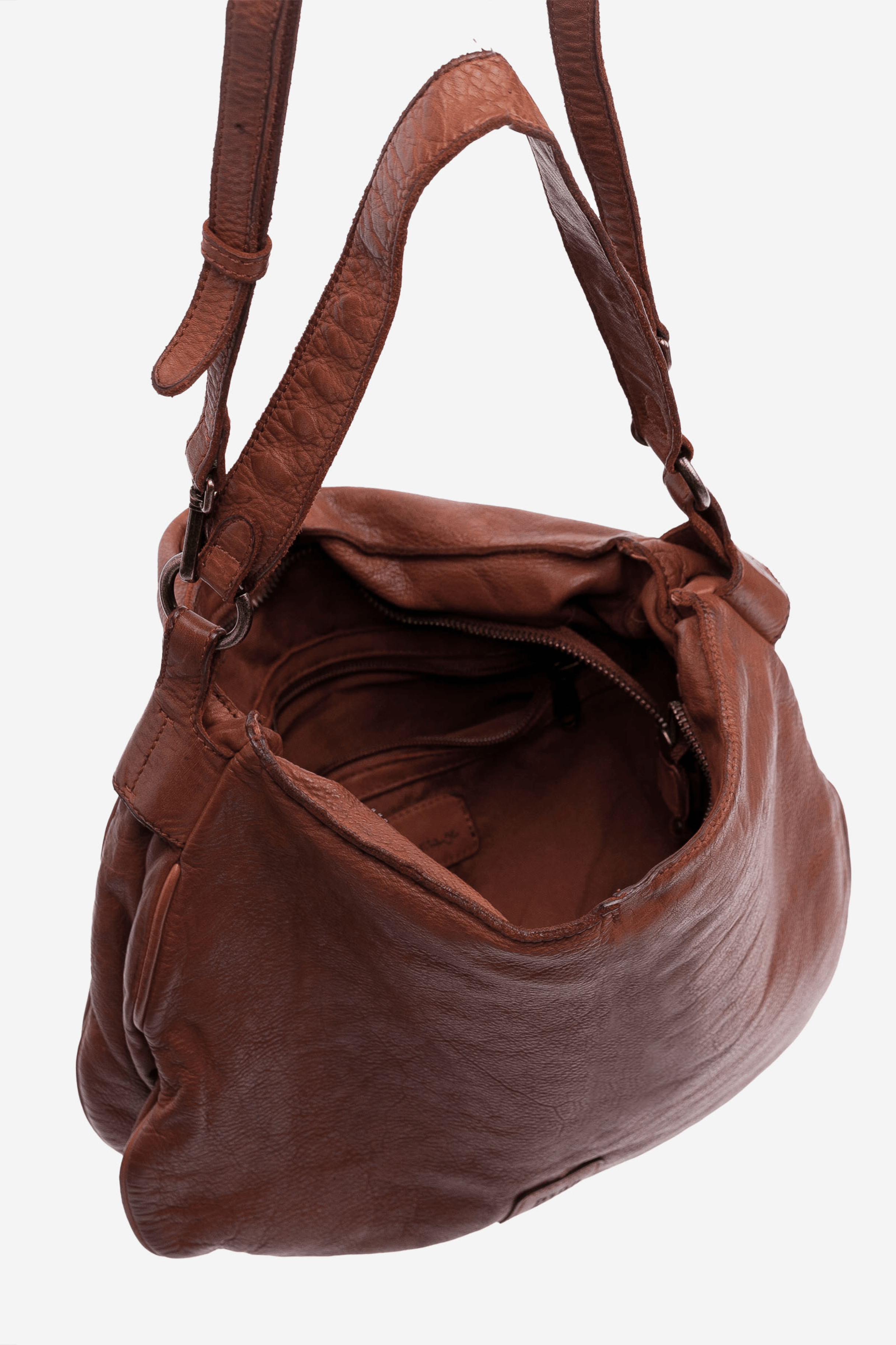 Biba boston BT17 grand sac bandoulière marron en cuir  