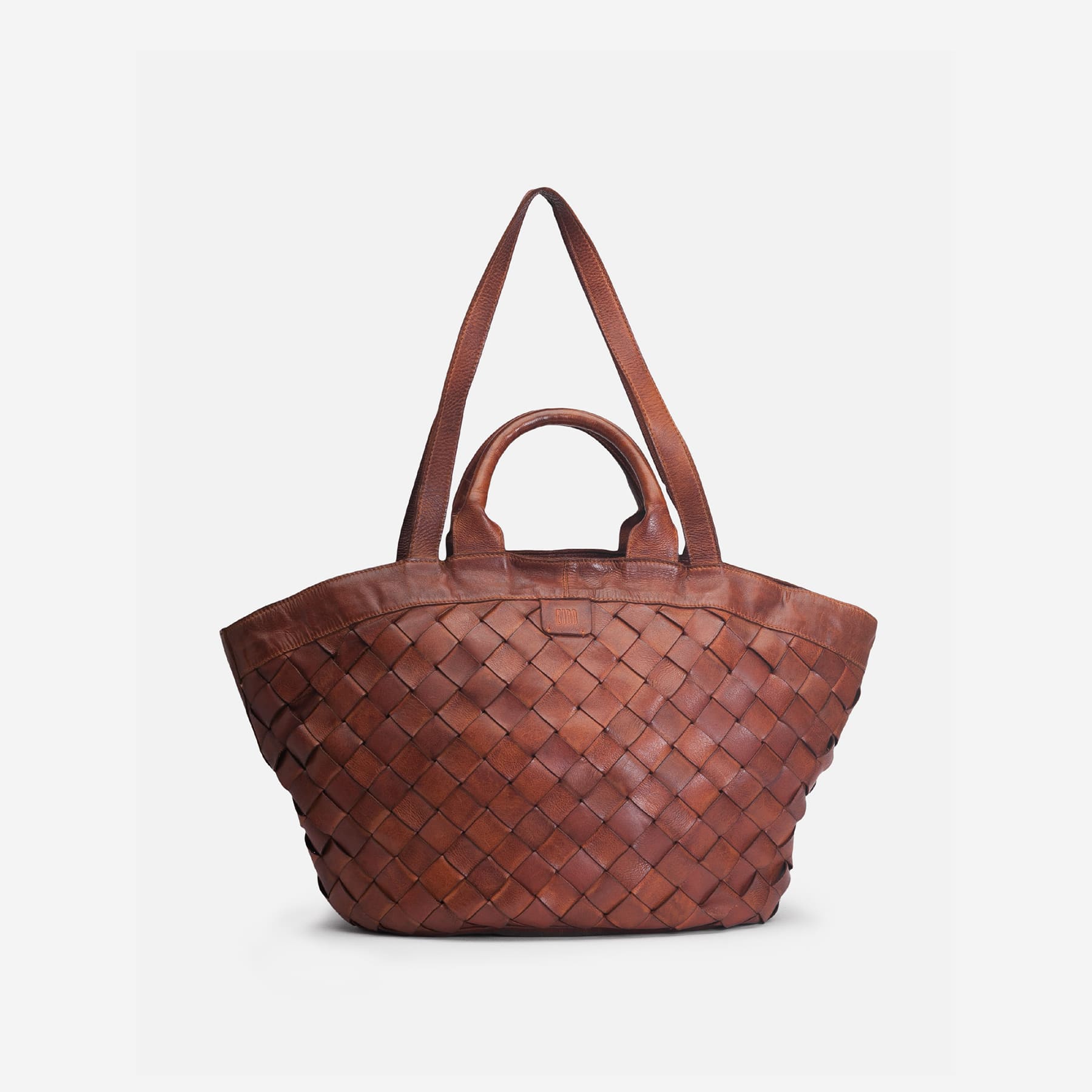 Sac en cuir Biba Lewisburg cuero - Grand sac cabas cuir tressés larges marron -photo produit - Nappa maroquinerie