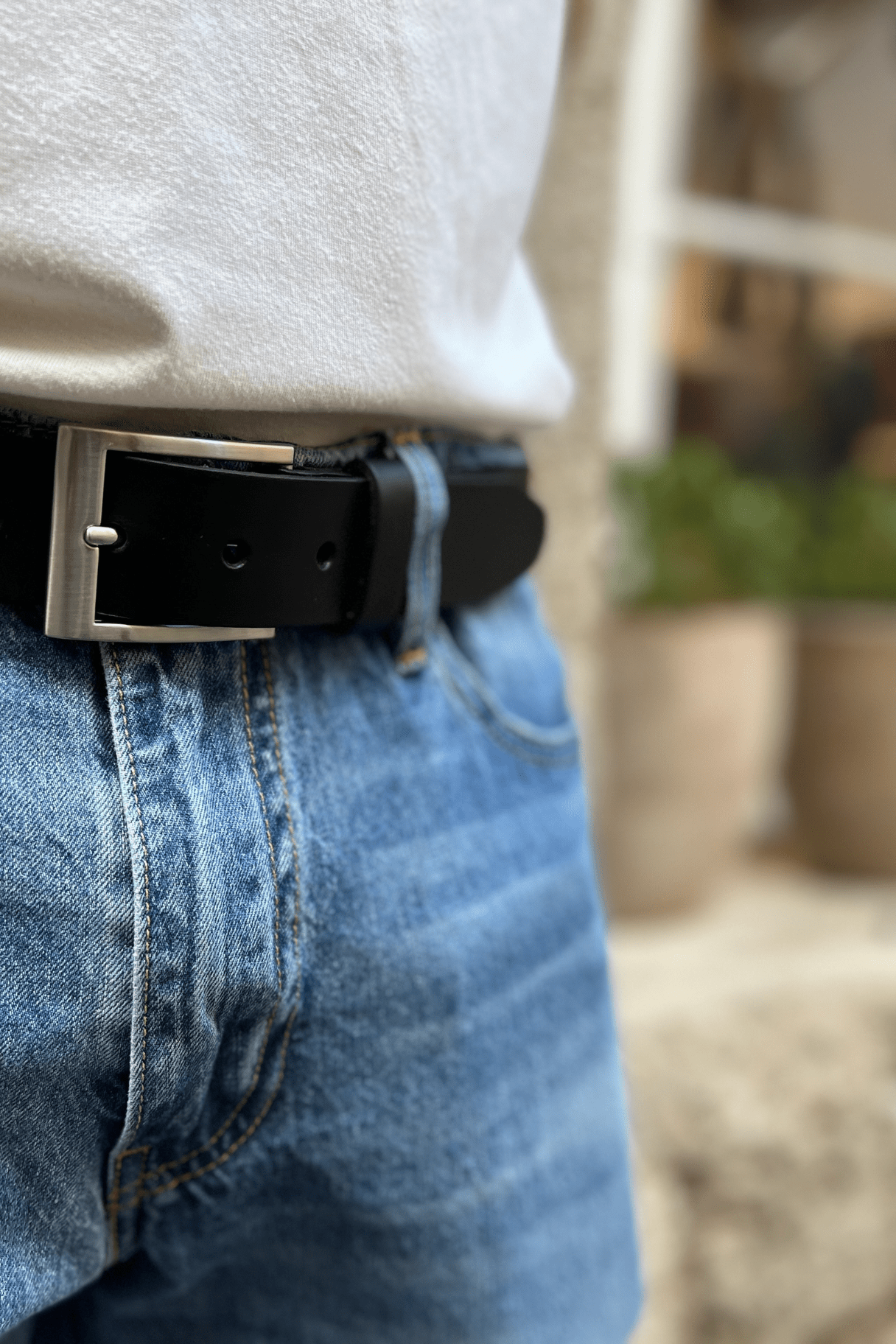 La Jean - Ceinture homme en cuir noir ou marron fabriquée en France - Nappa Maroquinerie